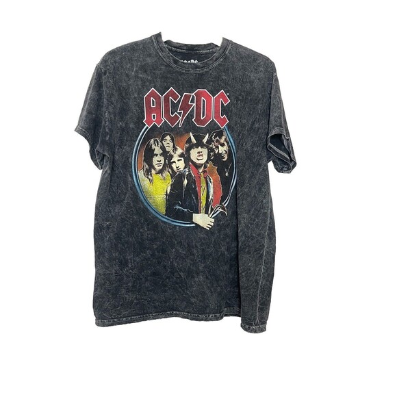 ACDC Cotton TShirt Tee Black Acid Wash Unisex Large Graphic Band - Picture 1 of 4